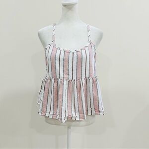 Anna Grace Women’s Linen/Cotton Striped Top Size L Made In USA